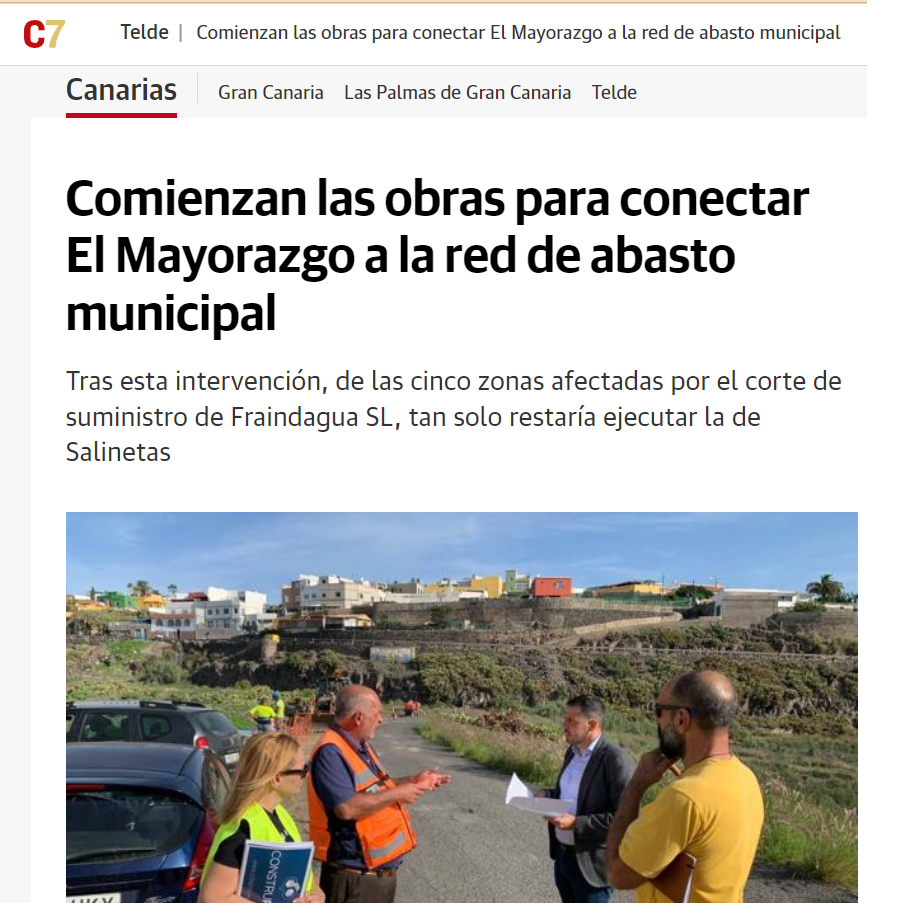 Telde inicia los trabajos de conexión a la red municipal de agua