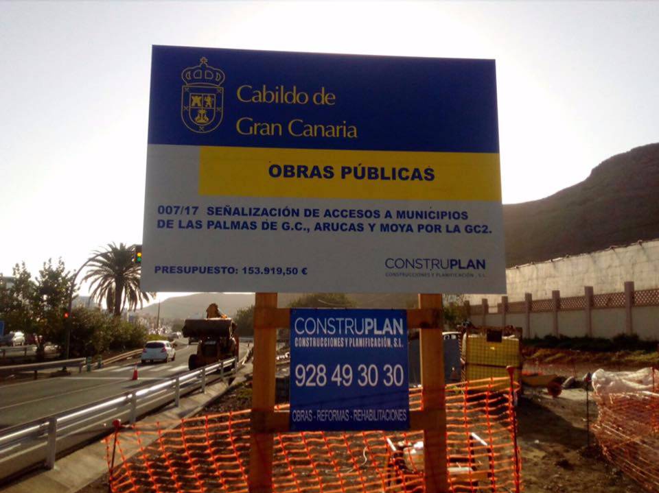 REALIZACIÓN DE CIMENTACIÓN Y MUROS DE MAMPOSTERIA PARA SENALIZACION DE ACCESOS A LOS MUNICIPIOS DE LAS PALMAS DE GRAN CANARIA, ARUCAS Y MOYA. GRAN CANARIA.